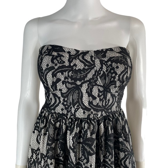 Charlotte Russe Sleeveless Strapless Mini Lace Cocktail Dress Black White Small - Picture 2 of 11